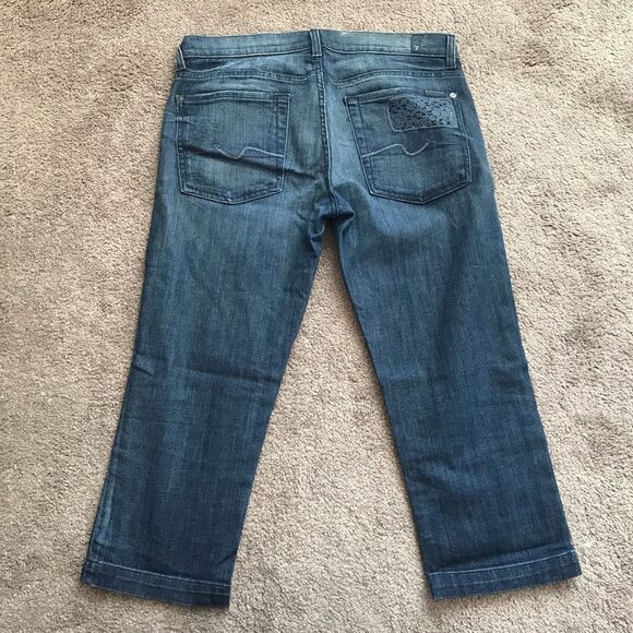 7 For All Mankind Size 27 Crop Ankle Josefina Skinny Boyfriend Denim Jeans - Picture 2 of 6